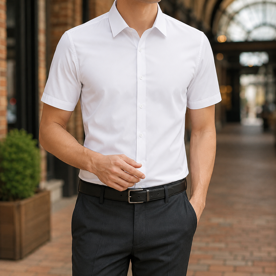 Aldous Slim Fit Shirt - Short Sleeve Shirt White