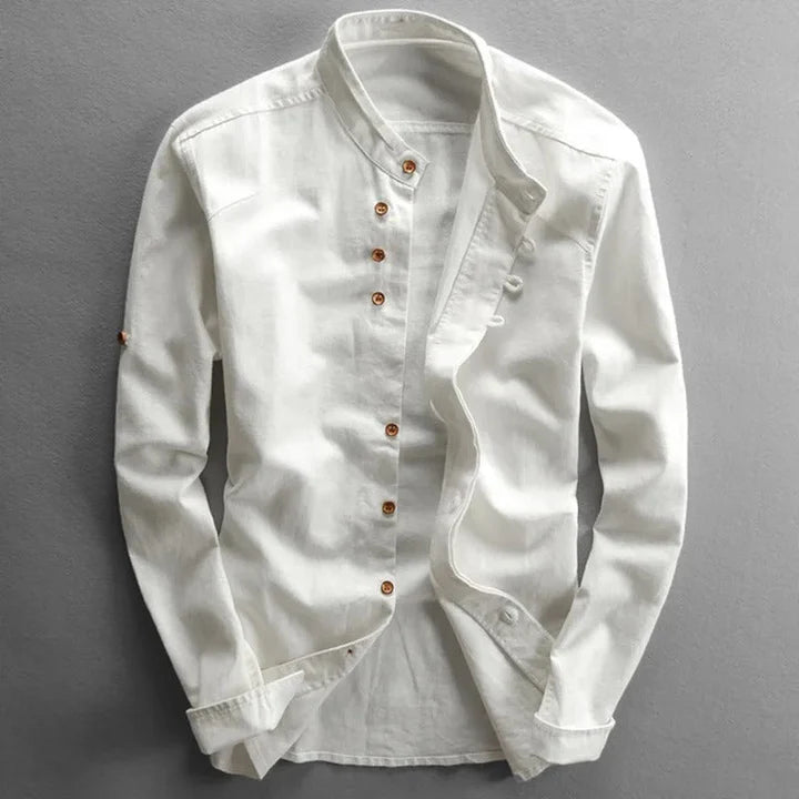 Sapporo Band-Collar Shirt - White