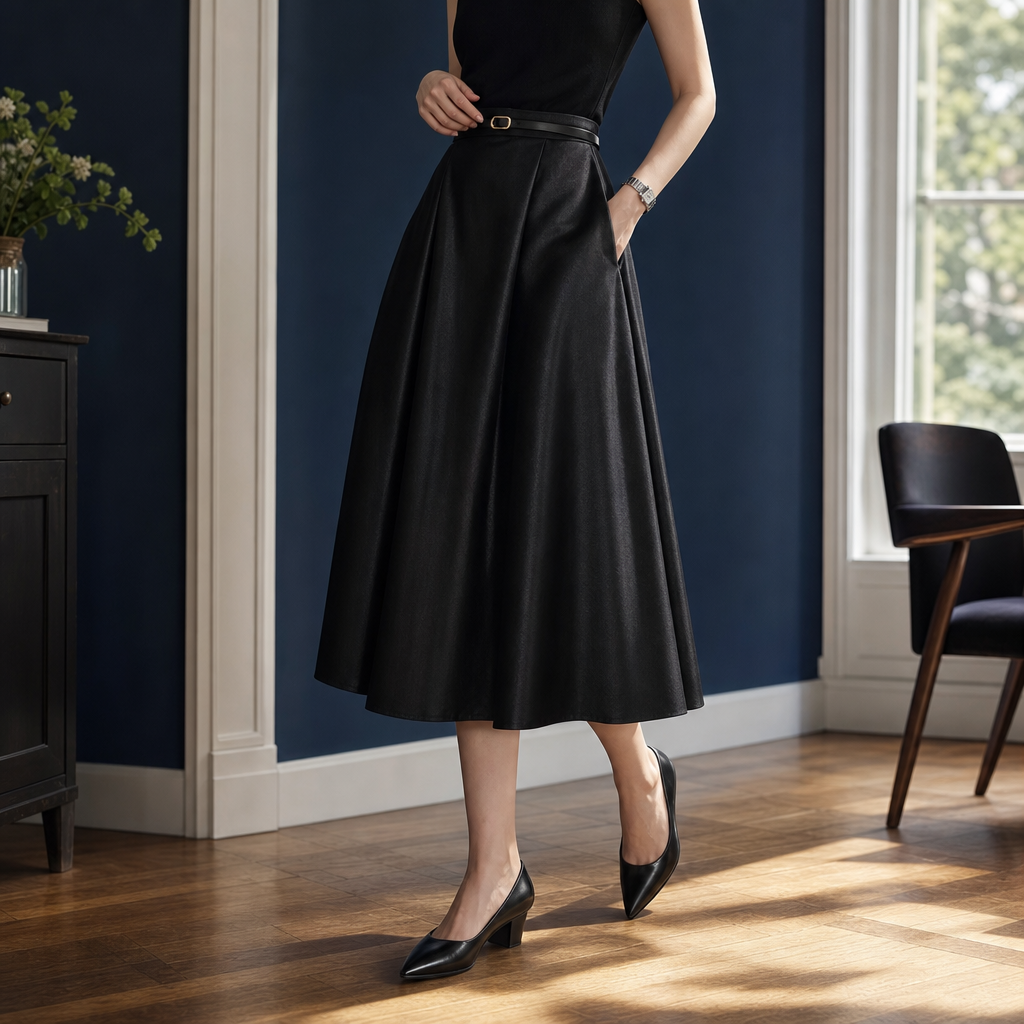 Octavia Pleated Skirt - Black