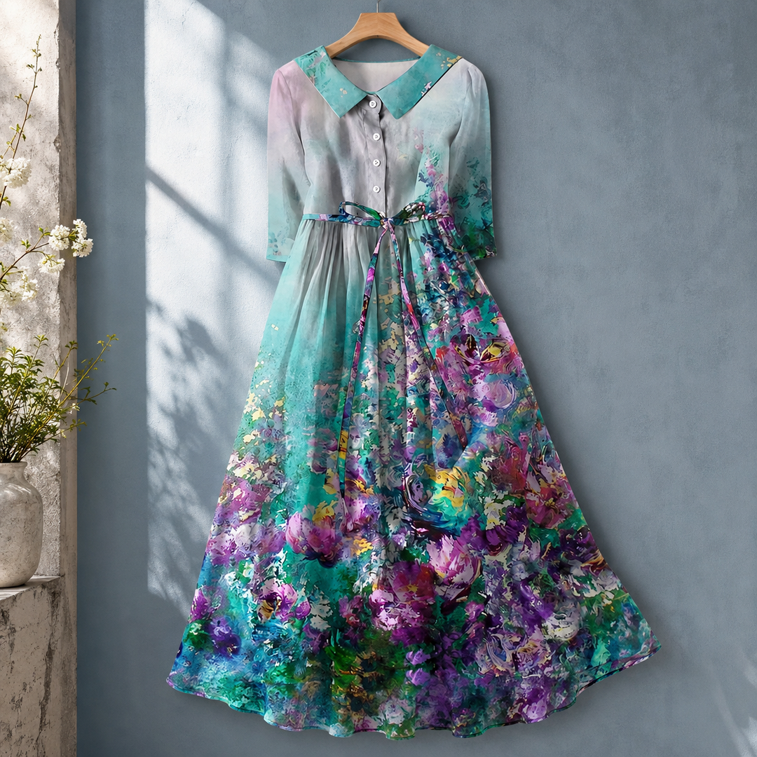Liliana-Faye Watercolour Maxi Dress - Multicolour