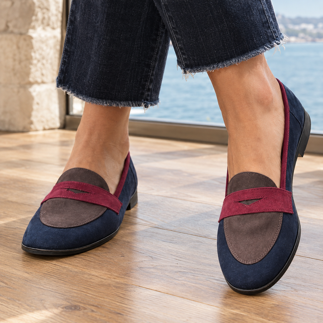 Pescara-Siena Colorblock Loafers - Navy