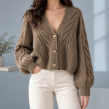 Morwenna-Skye Cable Cardigan - Khaki