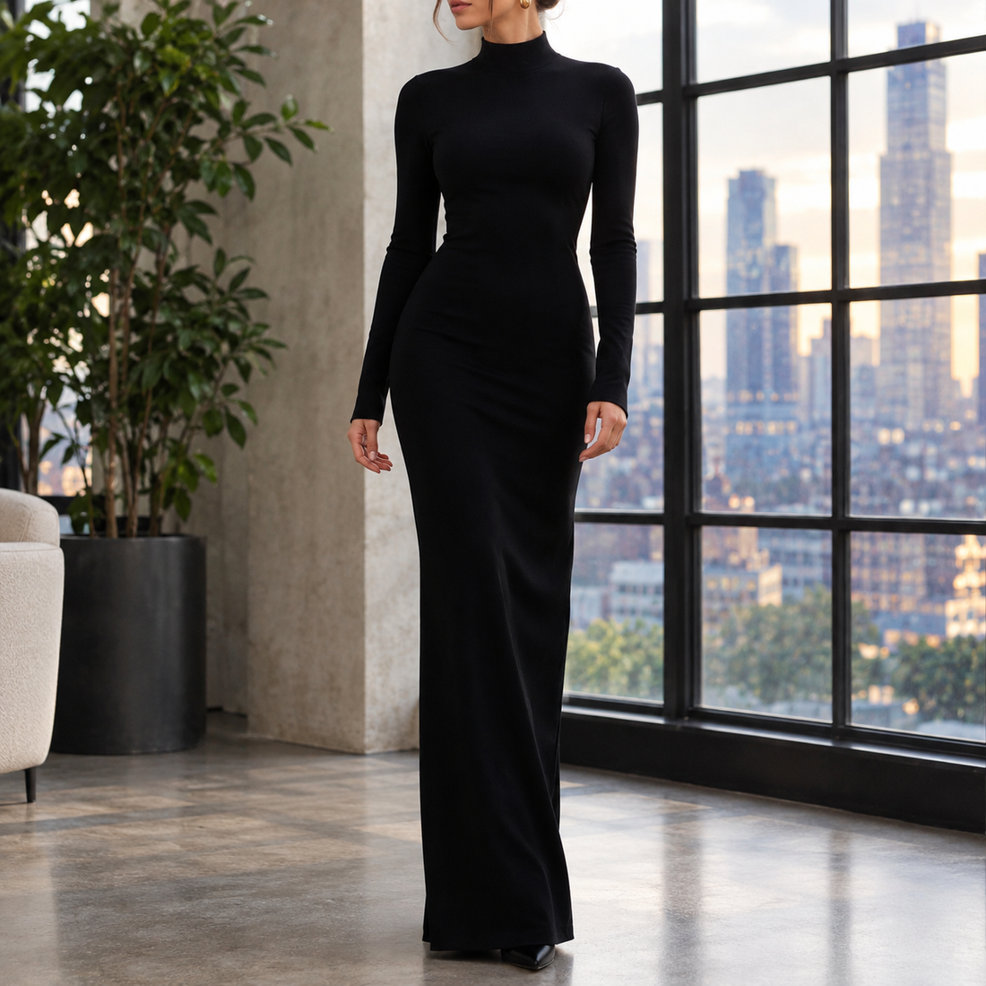 Katherine-Faye Bodycon Maxi Dress - Black
