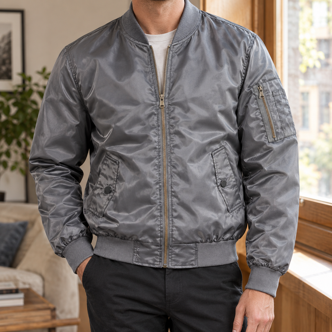 Warrick Bomber Jacket - Gray