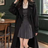 Flavia-June Double Breasted Overcoat - Black