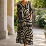 Renata-Kate Abstract Maxi Dress - Black And Beige