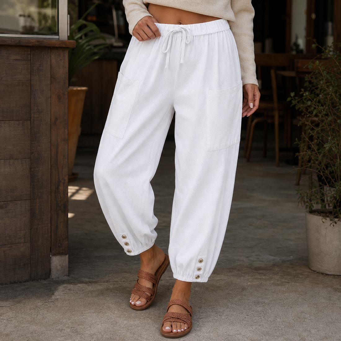 Mercedes-Rose Relaxed Pants - White