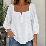 Valencia Square Neck Blouse - White