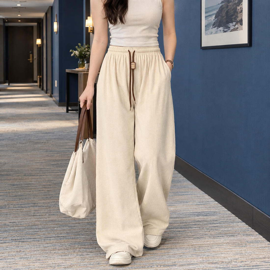 Kelsey Wide Leg Pants - Cream White