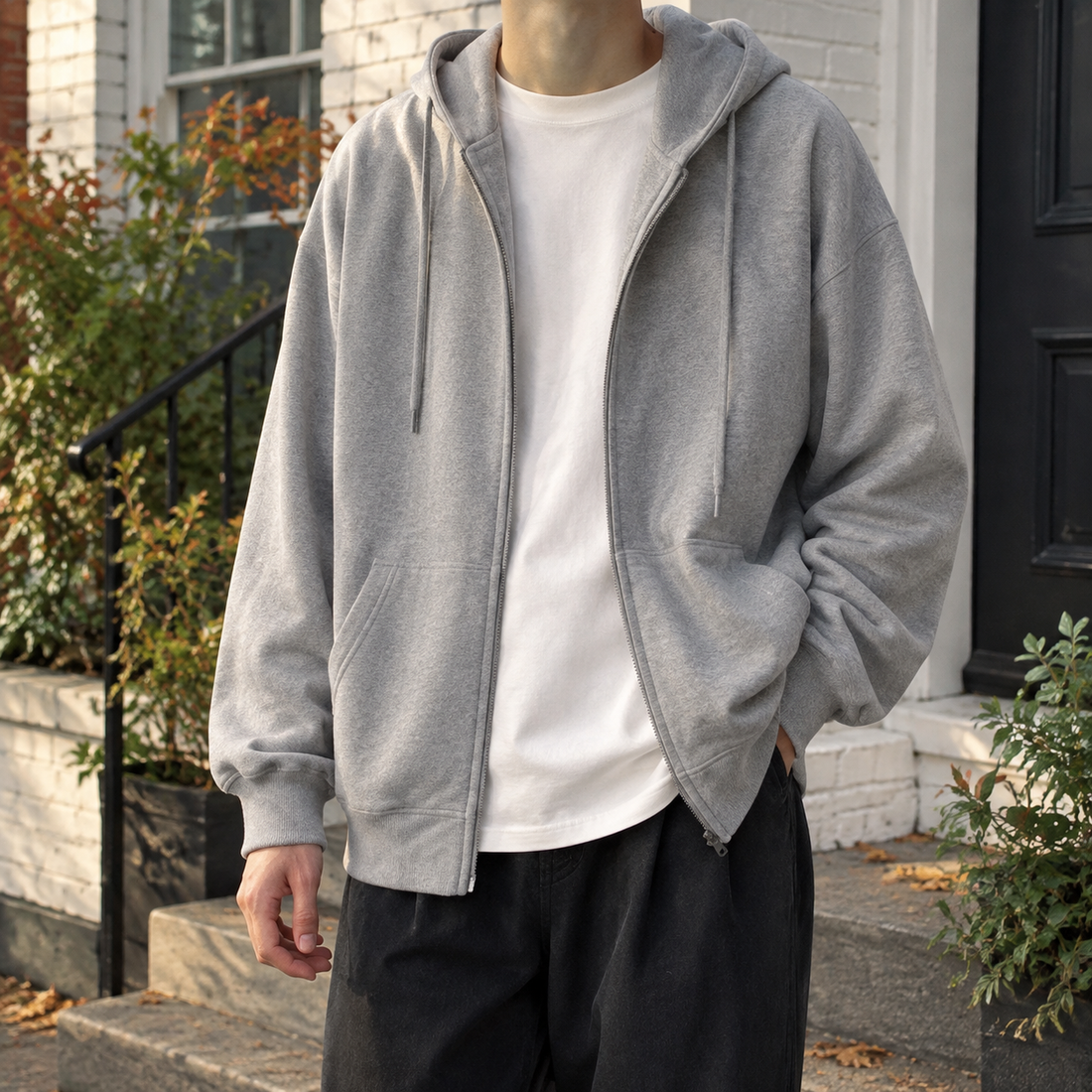 Arnaud Zip Hoodie Jacket - Cardigan Sweatshirt Gray