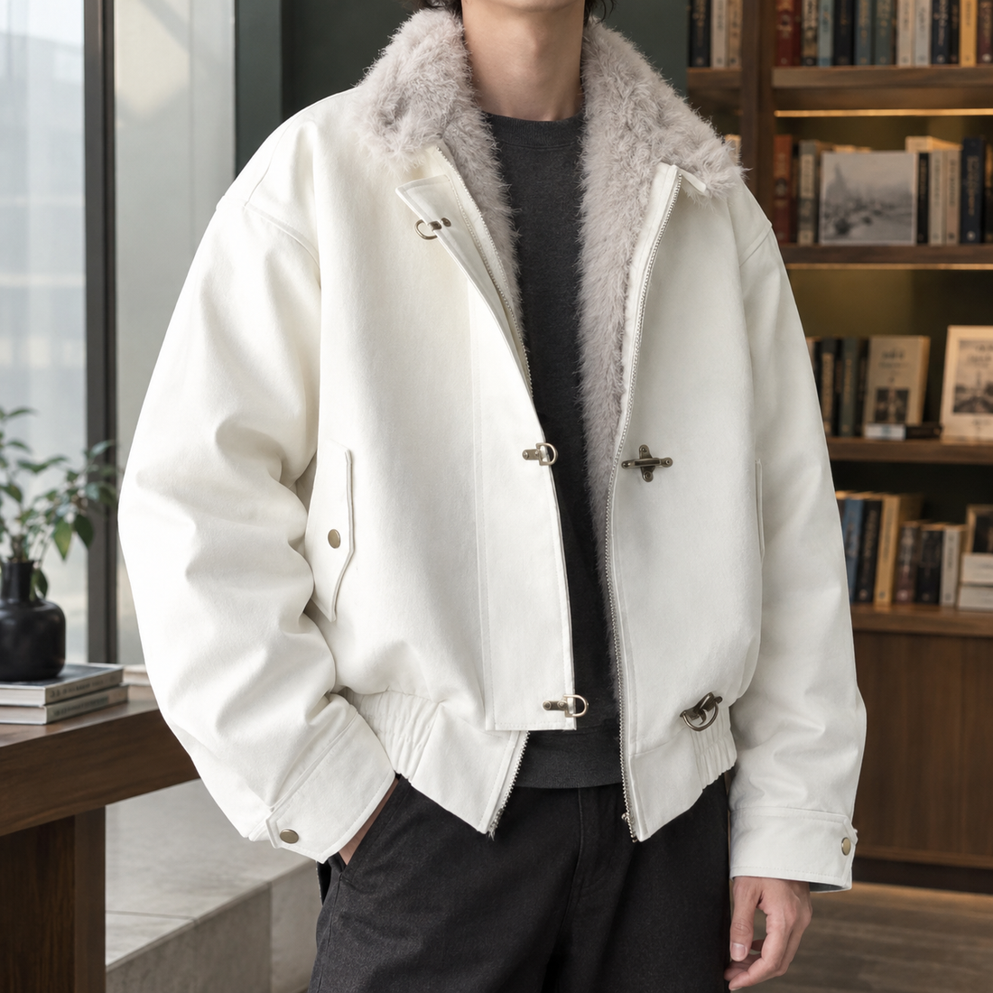 Romano Toggle Jacket - White
