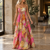 Esme-Belle Strapless Maxi Dress - Pink Floral