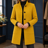 Ilaria-Skye Stand Collar Coat - Yellow