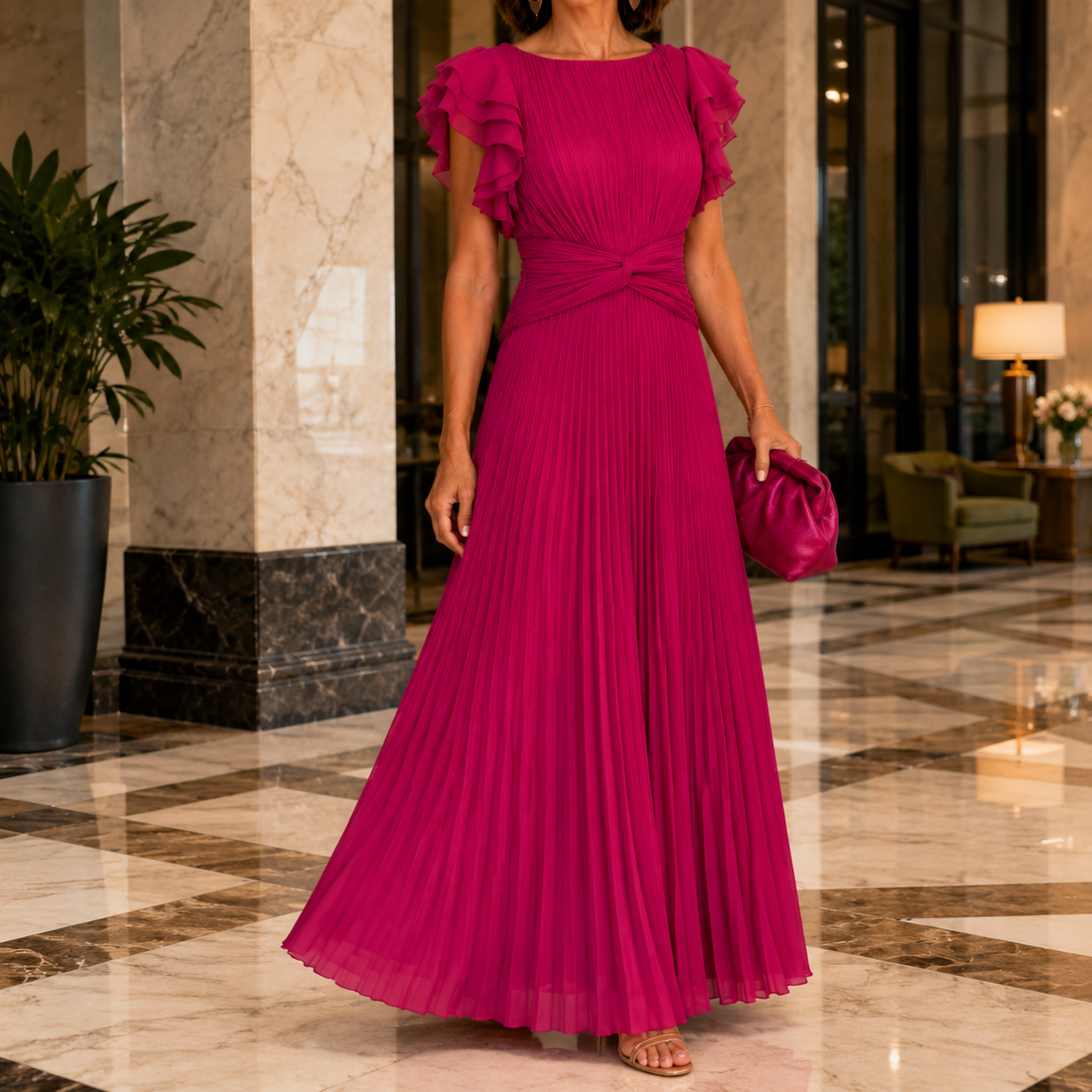 Renata-Jade Pleated Dress - Pink