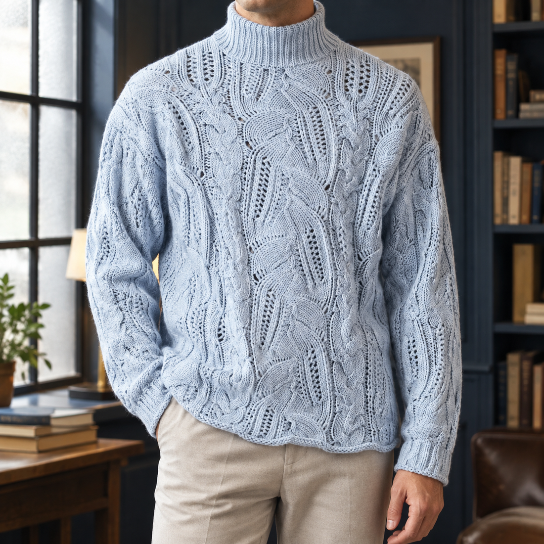 Carter Cable Knit Sweater - Ice Blue