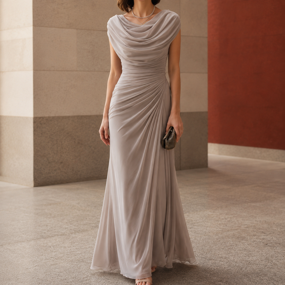 Sylvie-Skye Cowl Maxi Dress - Taupe