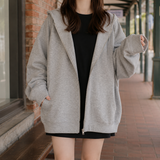 Audrina Hooded Hoodie - Cardigan Sweatshirt Gray