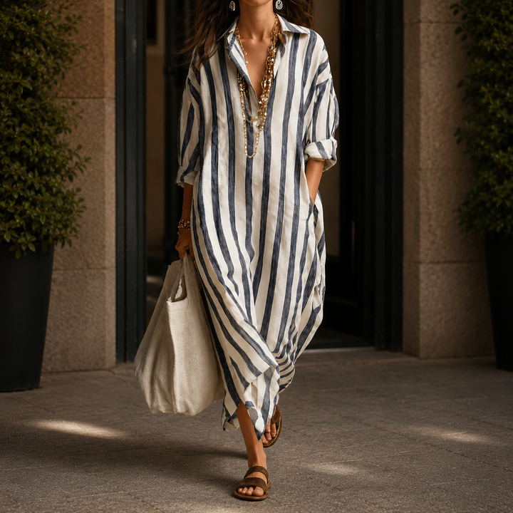 Adele Striped Shirt Dress
