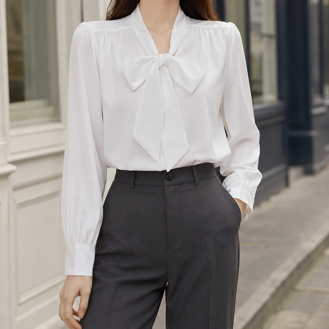 Ariane Bow Blouse - White