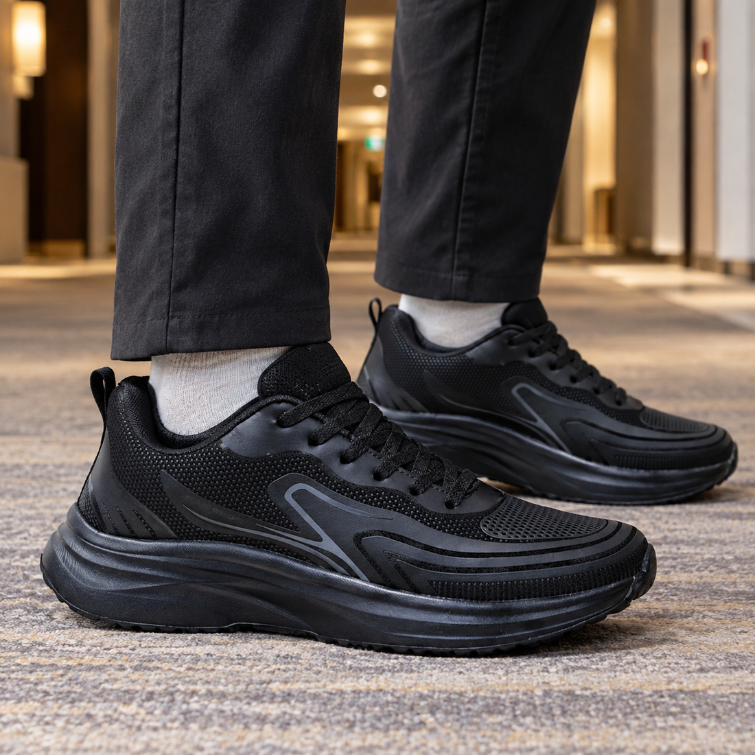 Manfredi-Capri Leather Sneakers - Black