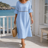 Hallie-Jade Eyelet Midi Dress - Sky Blue