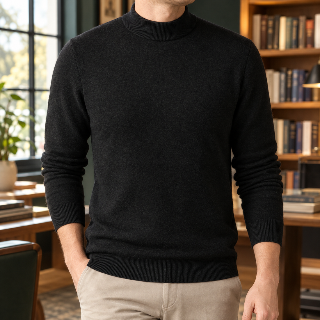 Austin Mock Neck Sweater - Black