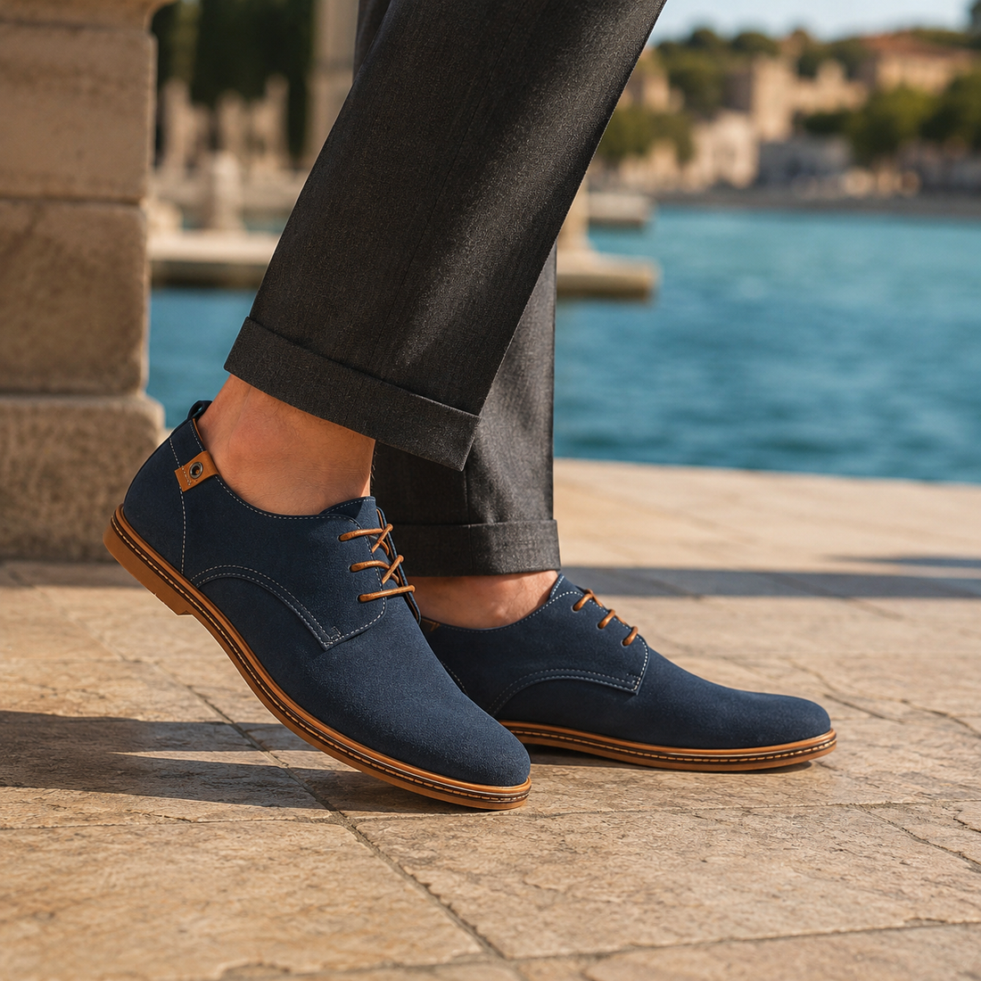 Dario Lace-Up Derby Shoes - Blue