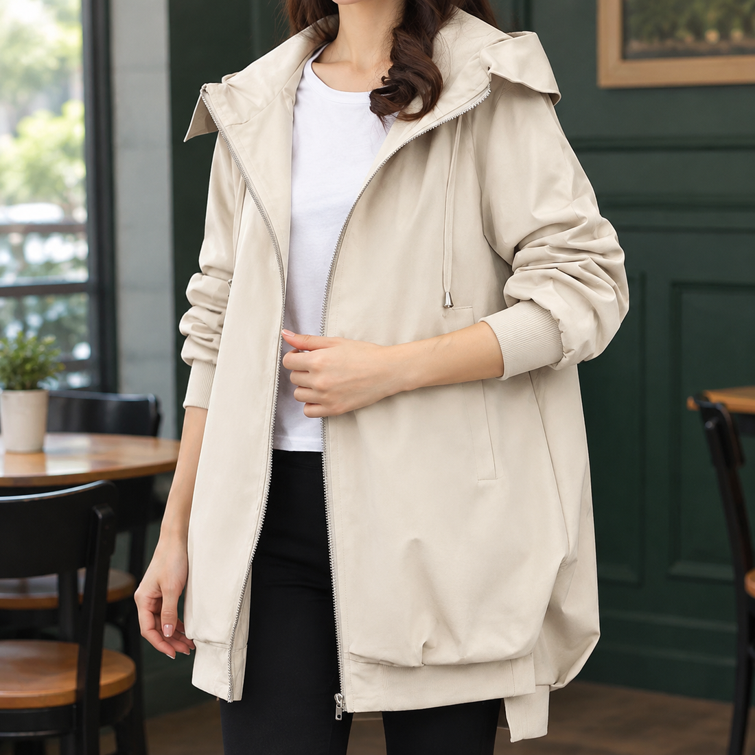Aiglon-Louise Hooded Jacket - Off White