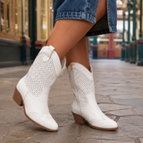Soriano Leather Cowboy Boots - White