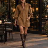 Odalys Balloon Sleeve Dress - Khaki