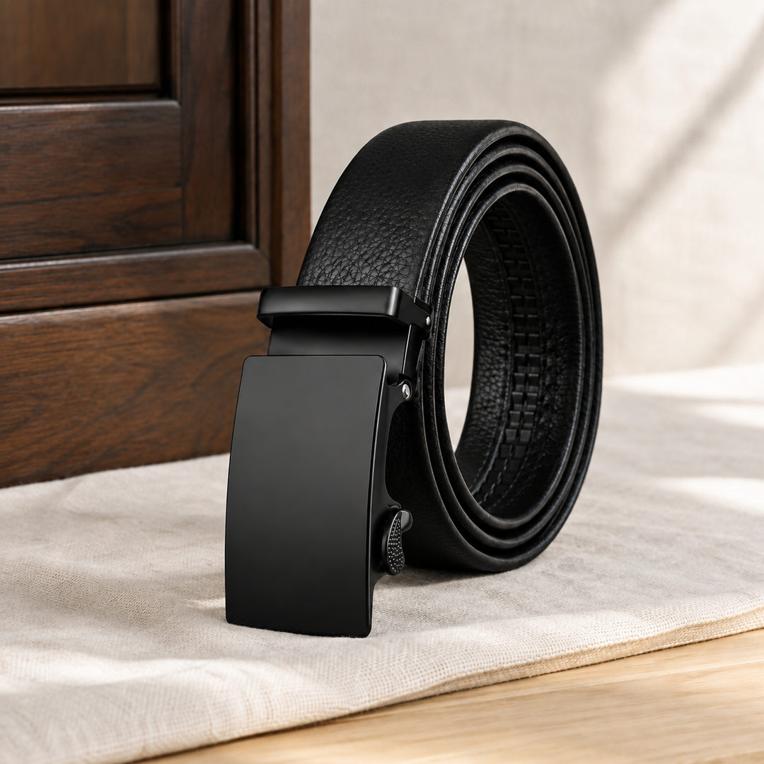 Castagna Automatic Belt - Pure Black Square Buckle