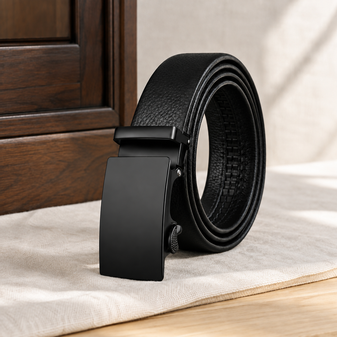 Castagna Automatic Belt - Pure Black Square Buckle