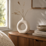 Greystone Sculptural Ring Vase - Styled Room Scene