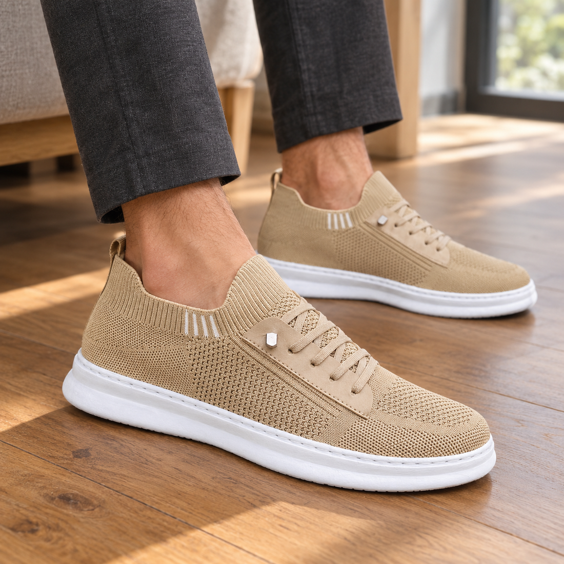 Bellagio-Garda Knit Sneakers - Beige-wk