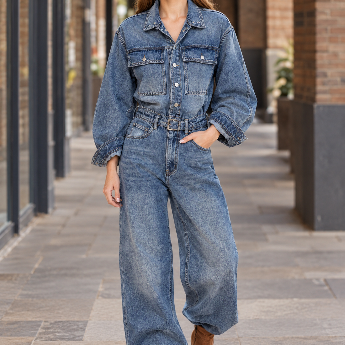 Pascaline-Kate Wide Leg Jumpsuit - Blue Plus