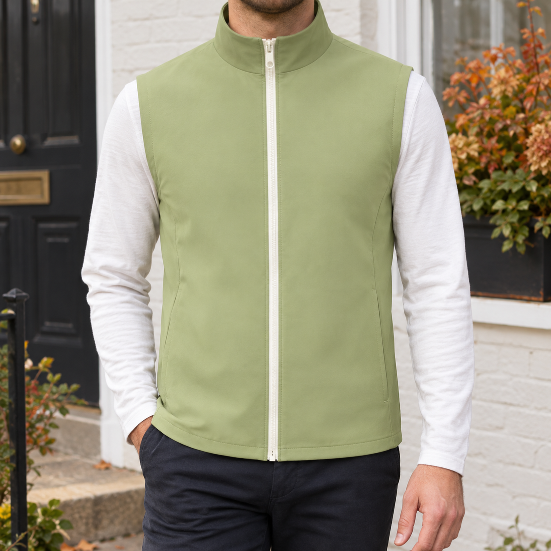 Florian Zip Vest - Avocado Green