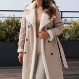 Soledad-Louise Contrast Trim Coat - Beige