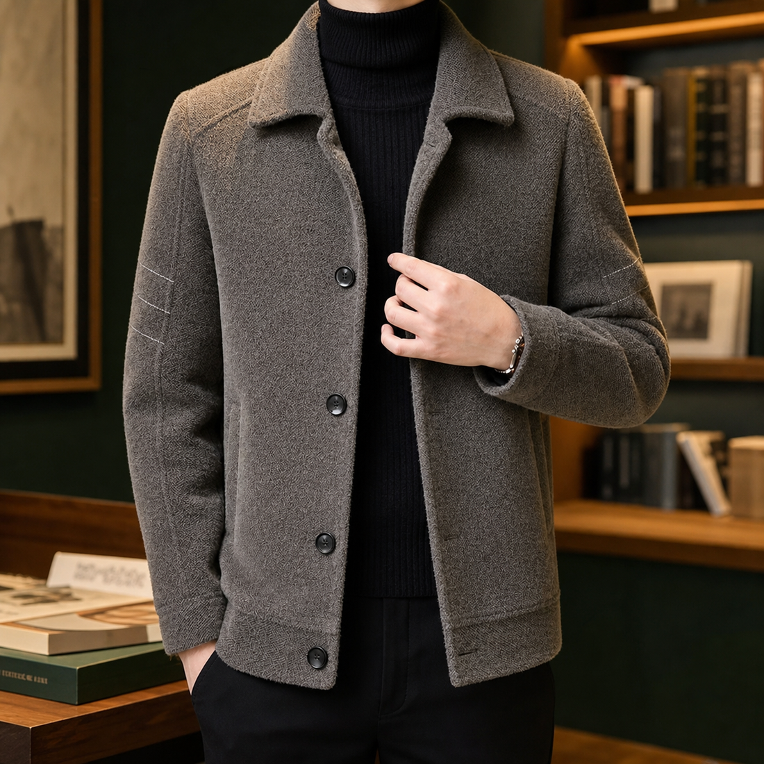 Carter Textured Overshirt - Khaki