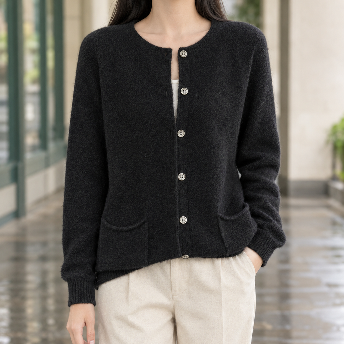 Carina-Mae Pocket Cardigan - Black