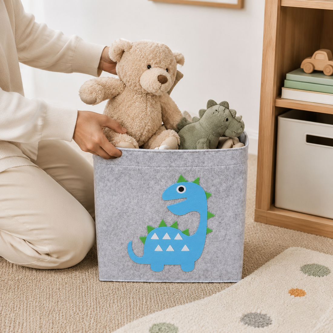 Carter Felt Storage Basket - Styled Room Scene