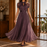 Theodora-Mae Keyhole Maxi Dress - Purple