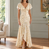 Hallie-Eve Flutter Maxi Dress - Cream Floral