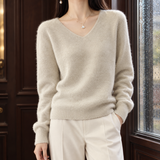 Imogen-Mae V-Neck Sweater - V-neck Raw Rice