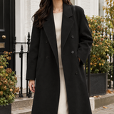 Capucine-Pearl Double-Breasted Coat - Black