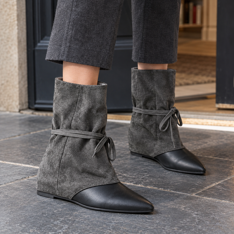 Campani Suede Wedge Boots - Black