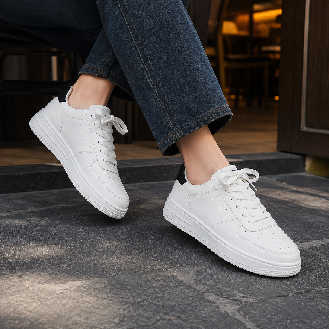 Faenza Lace-Up Sneakers - White Black
