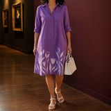 Estelle-Jade Botanical Shirt Dress - Purple