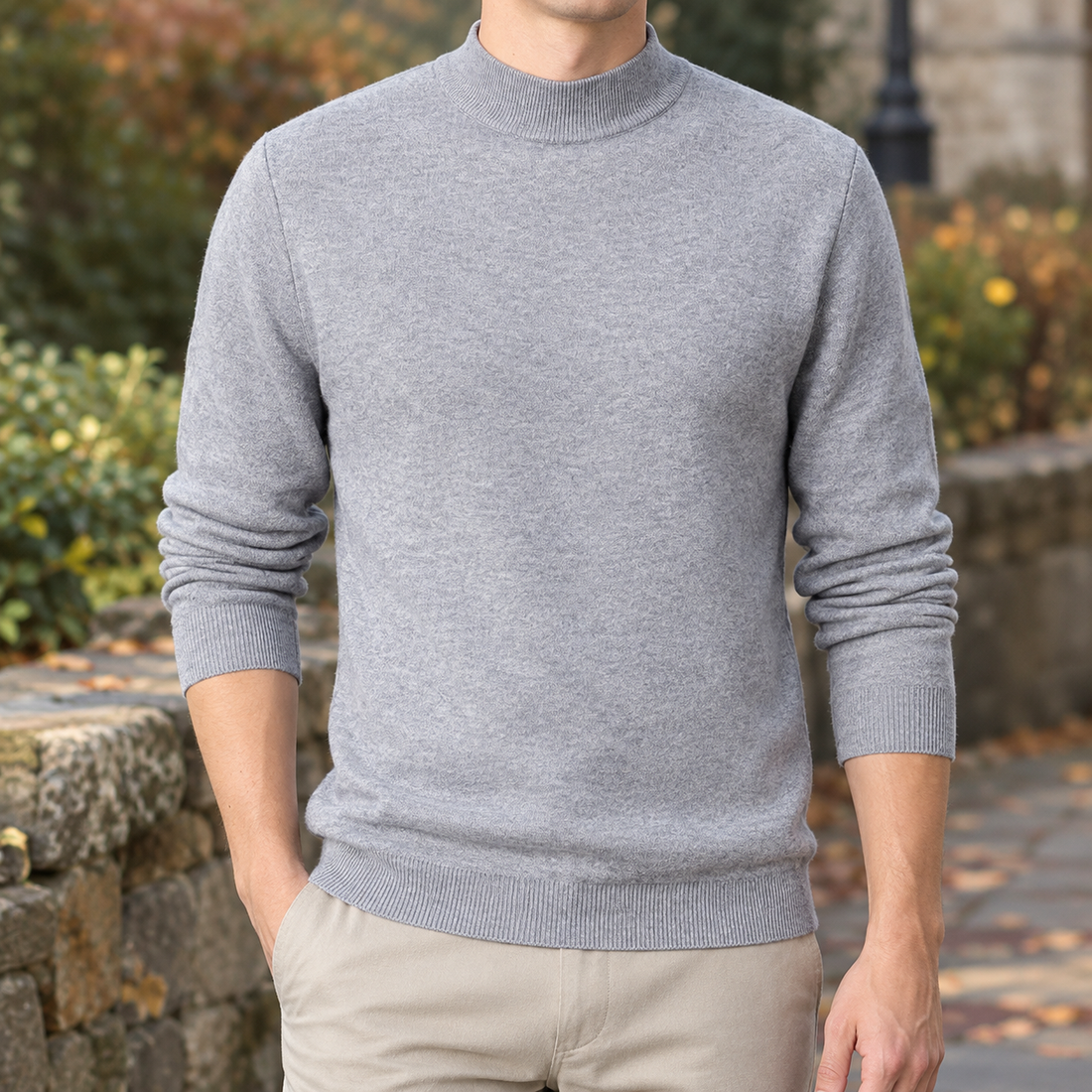 Blake Mock Neck Sweater - Gray