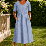 Fenna-Elise Striped Midi Dress - Blue