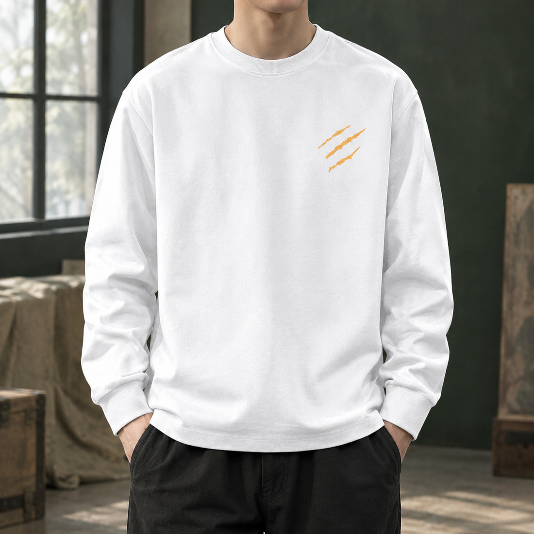 Romano Crew Neck Sweater - White